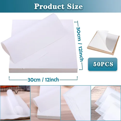 Vista 2 de Papel de sublimación de carne sin cera, papel de carnicero desechable precortado blanco de 12 x 12 pulgadas para ahumar carne y barbacoa, 50