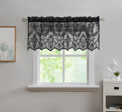 Vista 13 de Cortinas de encaje LinenZone para cocina. Tratamiento para ventana de cocina o ventana pequeña. Las capas de café se pueden combinar con swags