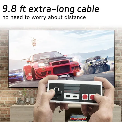 Vista 2 de Classic Wired Controllers 2-Pack for Mini Console & Classic Edition 2016/2018 Remake, 9.8FT Cables, Fully Compatible with Windows