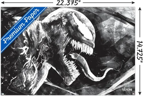 Vista 4 de Trends International Marvel Venom: Let There be Carnage - Póster de pared de boceto, 22.4 pulgadas de largo x 14.7 W, versión enmarcada en madera