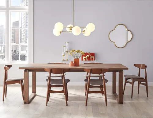 Vista 2 de Caserti Sputnik - Candelabro moderno de mediados de siglo – Lámpara de techo de latón satinado con luces de globo, para dormitorio, comedor y sala