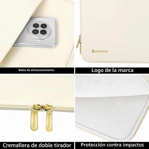 Vista 4 de ARVOK Funda para portátil de 15 pulgadas, funda impermeable para laptop de blanco (Crescent white)