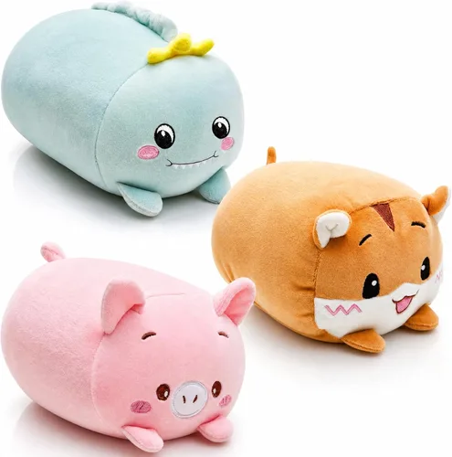 Leitee 3 piezas de animales de peluche a granel de 8 pulgadas, lindos juguetes de peluche de almohada de felpa para niños y niñas, caja de regalo de