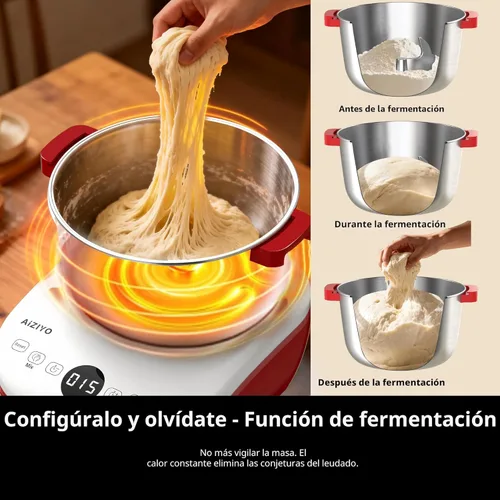 Vista 4 de AIZIYO DoughChief, Mezclador de masa de 5.3QT, Fabricador de masa con función de fermentación, Control de panel táctil, Tazón de acero inoxidable