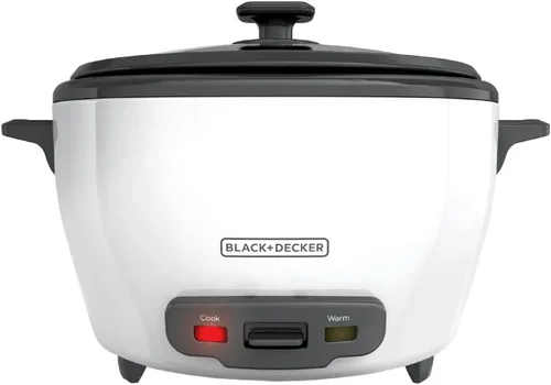 Vista 14 de BLACK+DECKER Arrocera de 6 tazas (cocida) con cesta de vapor, cuenco antiadherente extraíble, color blanco