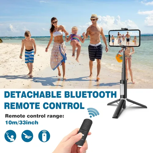 Vista 7 de Tirpod de teléfono 3 en 1, palo de selfie y soporte para teléfono, trípode para iPhone con control remoto, trípode de viaje ligero para grabación