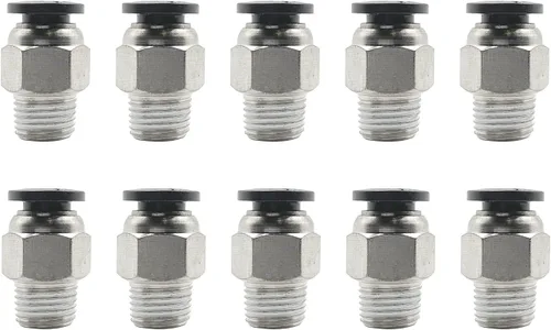 Vista 7 de M5 PT rosca macho 0.157 in recto neumático empuje en conectores de montaje rápido para tubo PETF 10 unids