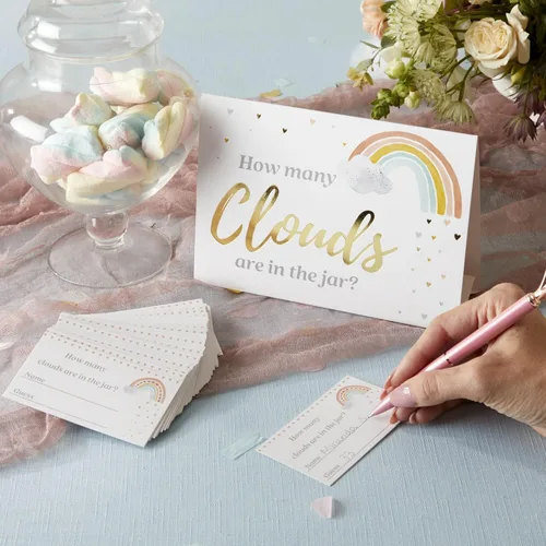 Vista 3 de Kate Aspen Juego de tarjetas de consejos para bebés y baby shower de arcoíris boho (juego de 50)