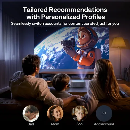 Vista 8 de Aurzen EAZZE - Proyector inteligente compatible con Google TV D1G 4K con WiFi y Bluetooth, enfoque automático y Keystone, Dolby Audio, Zoom