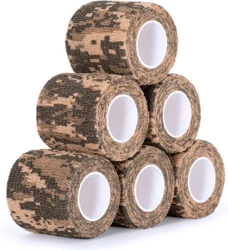 Cinta envolvente autoadhesiva de camuflaje para protección de 5 cm x 4,5 m. Cinta de camuflaje discreta de tela no tejida. Vendaje elástico para
