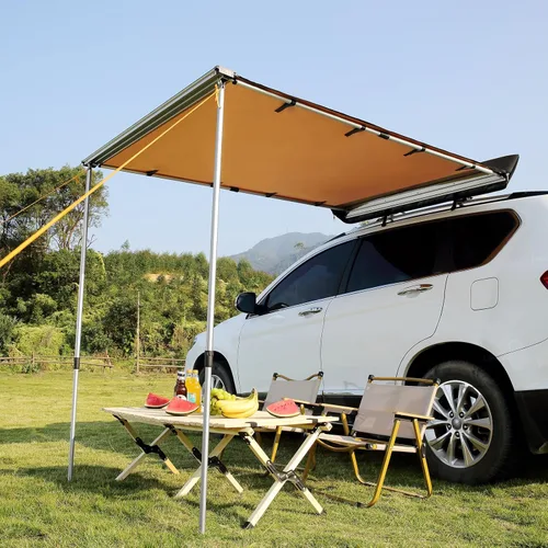 Vista 10 de VEVOR - Toldo para vehículo 4.6 x 6.6 pies extraíble, para sol, UV50+, PU3000mm, retráctil, resistente a la intemperie, toldo lateral 4x4 para SUV