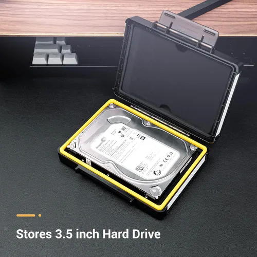 Vista 2 de JJC - Caja de disco duro externo de 3,5 pulgadas, caja de almacenamiento