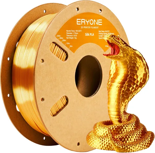 Vista 66 de ERYONE Filamento de ácido poliláctico (PLA) de seda bicolor para impresora 3D, de 1.75 mm +/- 0.03 mm, carrete de cartón de 1 kg (2.2 libras), negro