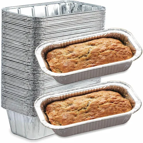 Vista 8 de Paquete de 35 mini moldes para pan de papel de aluminio de 1 libra, moldes de pan de aluminio para hornear, perfectos para hornear panes, pasteles