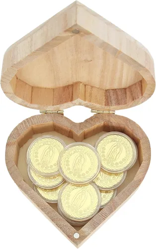 Vista 9 de TINGKU Guadalupe Monedas de boda Arras de Boda Catolica Recuerdos Para Boda con Monedas de Oro Decoracion Para Bodas con Caja de Madera