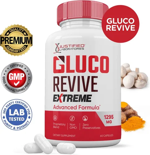 Vista 2 de Gluco Revive Extreme 1295MG Píldoras Glyco Support Fórmula avanzada Gluorevive Soporte de glucógeno formulado con cúrcuma berberina resveratrol ajo