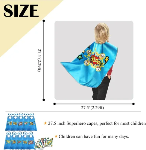 Vista 7 de Creatoy Capas y máscaras de superhéroe con calcomanías de bricolaje paquete de 10 juguetes de superhéroe para Halloween cumpleaños