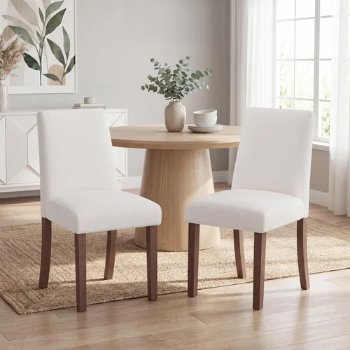 MALOL Juego de 2 sillas de comedor tapizadas, modernas sillas de cocina con respaldo alto, silla de comedor de tela acolchada con patas de madera