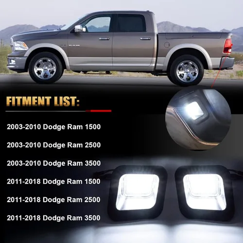 Vista 6 de D-Lumina Conjunto de luces LED para matrícula, lente transparente compatible con Dodge Ram 1500 2500 3500 2003-2018, luz de etiqueta de parachoques