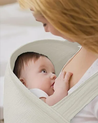 Vista 5 de Funda de lactancia para bebé con aro rígido, transpirable y suave 100% muselina de algodón, delantal para lactancia y extracción de leche del bebé