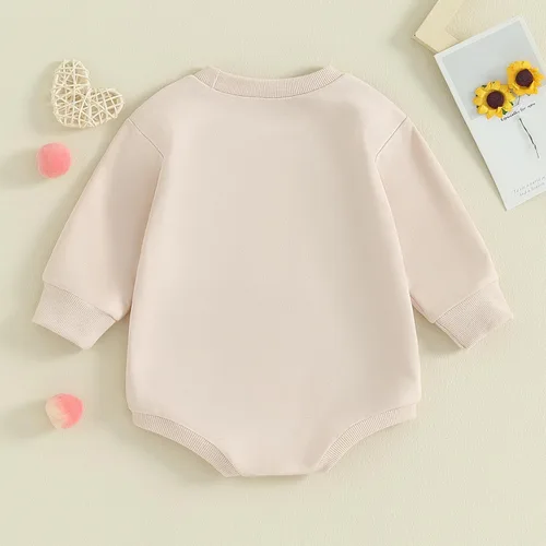 Vista 3 de SOLILOQUY Mameluco de manga larga con cuello redondo para el primer día de San Valentín para bebé niño y niña