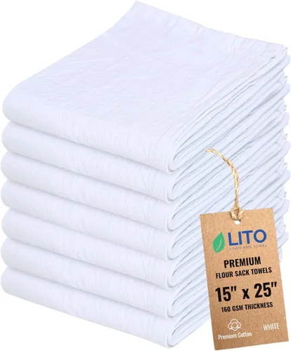 Vista 32 de Toallas de saco de harina Toalla de té para manualidades, plato de cocina, toalla de algodón en blanco para bordado, funda de lino para hornear