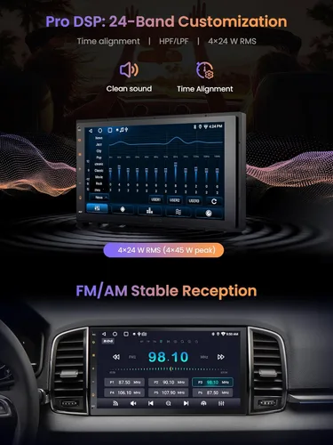 Vista 7 de ATOTOZONE A5L - Radio de coche de doble DIN Android en el tablero estéreo para automóvil con CarPlay/Android Auto, seguimiento