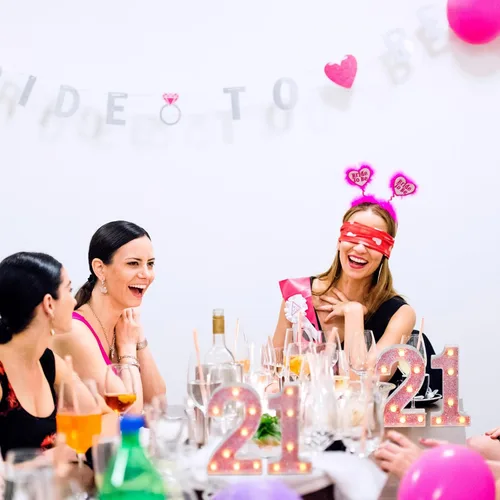 Vista 6 de Letrero decorativo con números 21 de marquesina con luz LED, decoración de mesa de cumpleaños, rosa brillante, 1 y 2, adecuado para cumpleaños