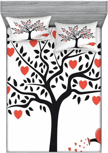 Vista 104 de Ambesonne Island Map - Juego de sábanas bajeras y fundas de almohada, mapa del tesoro súper detallado, diseño de piratas rústicos grungy, tema