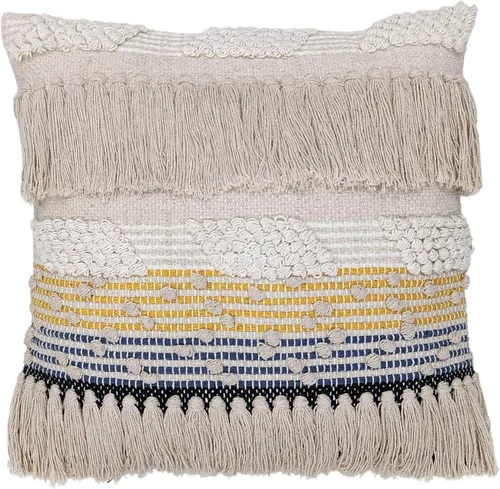 Vista 10 de Trade Star Funda de almohada Kilim de 100% algodón, estilo bohemio, copetudo, funda de almohada del suroeste, funda de cojín decorativa tejida a
