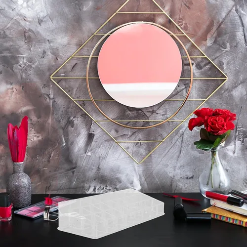 Vista 3 de Acrylic Lipstick Storage Box 24-Grid Makeup Organizer Case for Cosmetics Display and Nail Polish Desktop Storage for Beauty Accessories