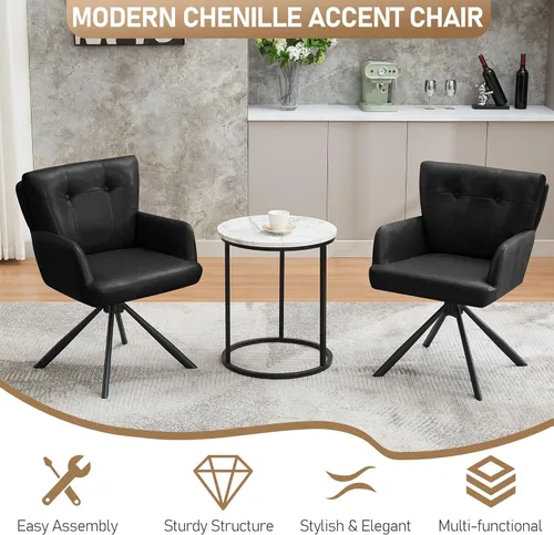 Vista 7 de WUTUTUEE Silla de Comedor de Cuero Sintético Moderna Tapizada Giratoria Sillas de Comedor Sillón de Acento Cómodo con Respaldo Medio, Silla