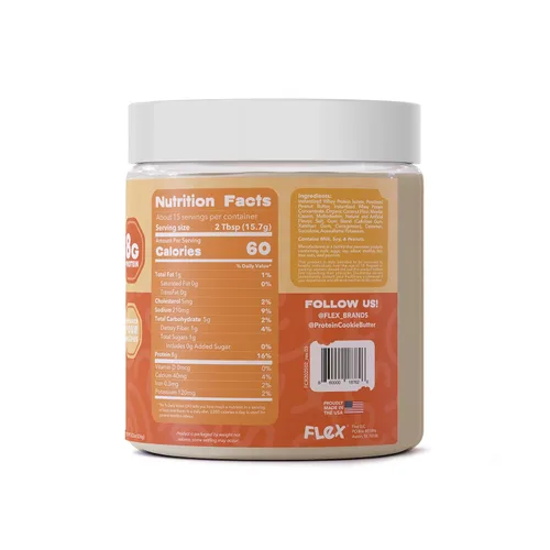 Vista 2 de Flex Whey Protein - Mantequilla de galleta en polvo – Rollo de canela esmerilado Apto para dieta cetogénica, bajo en carbohidratos, sin azúcares