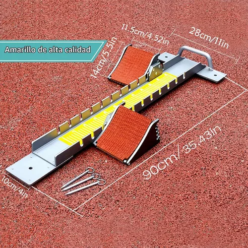 Vista 6 de 35in High-Level Starting Blocks Aircraft Grade Aluminum Running Track Blocks Waterproof and Rustproof Adjustable Pedals for Track and Field Plateado