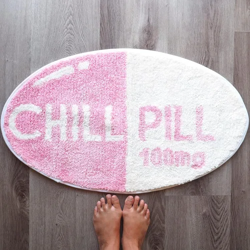 Evovee Alfombra de baño con pastillas, divertida y divertida, bonita decoración de baño, alfombra de ducha para dormitorio, estética, divertida,