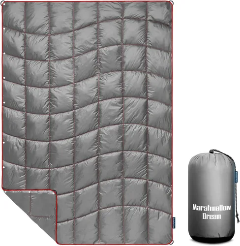 Vista 21 de Manta de campamento, manta acolchada plegable de plumón alternativo, ligera, resistente al viento, resistente al agua para exteriores, senderismo