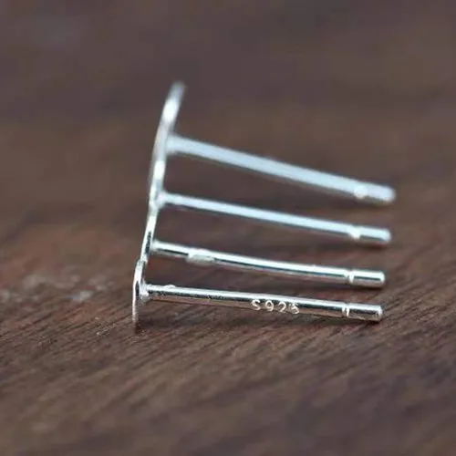Vista 4 de 25 pares de aretes de plata de ley 925 con almohadilla plana, hipoalergénicos, en blanco, con parte trasera de plata de ley 925 para hacer joyas