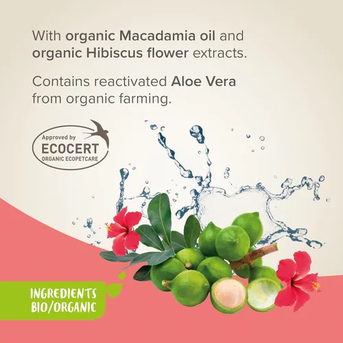 Vista 3 de BEAPHAR Champú universal etiquetado ECOCERT para todos los abrigos de perro - Contiene aloe vera, aceite de macadamia y flores orgánicas de hibisco