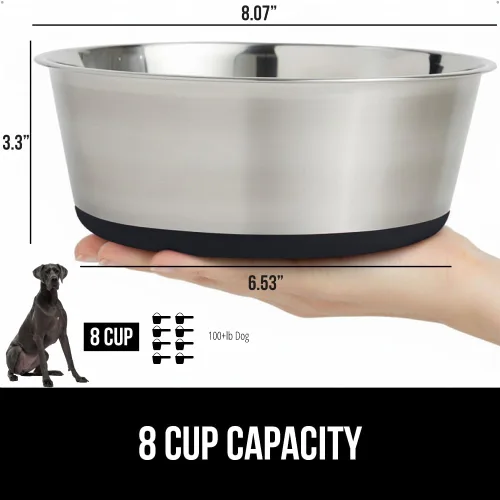 Vista 27 de GORILLA GRIP Juego de 2 cuencos para perros, con capacidad para 8 tazas (64 onzas líquidas), cuenco de metal resistente para alimentos y agua