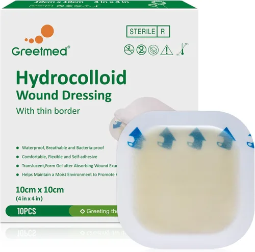 Vista 10 de Vendajes hidrocoloides extrafinos – Paquete de 10 apósitos para el cuidado de heridas de 2 x 2 pulgadas – Parche de hidrogel impermeable