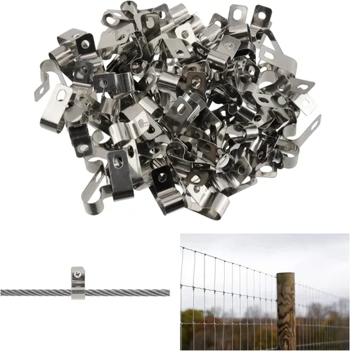 Vista 18 de Antrader Clips de cable tipo R, abrazaderas de cable de 0.12 pulgadas con tornillos, acero inoxidable 304, 100