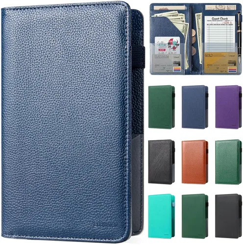 Vista 21 de EcoVision Libro de Servidor para Mesera, Organizador de Cuero para Mesero con Bolsillo con Cremallera, Libreta para Personal de Restaurante