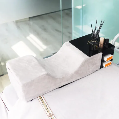 Vista 5 de Almohada de cuello de extensión de pestañas para salón de belleza, cómoda almohada de espuma viscoelástica de terciopelo, para proteger el cuello