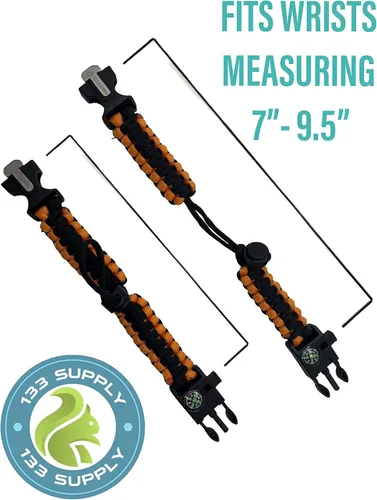 Vista 7 de 133 SUPPLY Pulseras de supervivencia pulseras ajustables de paracaídas 550 equipo de senderismo con brújula arrancador de fuego silbato