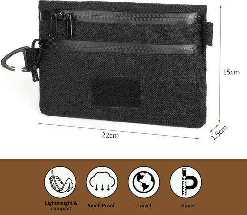 Vista 2 de Bolsa a prueba de olores y caja de almacenamiento - Funda premium con cerradura, contenedor de bloqueo combinado con cremalleras y divisores