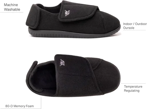 Vista 9 de Pantuflas anchas para diabéticos de espuma viscoelástica 80-D para mujer, con cierre ajustable, suela antideslizante, forro polar de felpa cálida