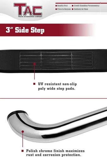 Vista 5 de TAC - Escalones laterales compatibles con Chevy Silverado/GMC Sierra 1500 de 1999-2018 y 2500/3500 extendida/doble cabina de 1999-2019