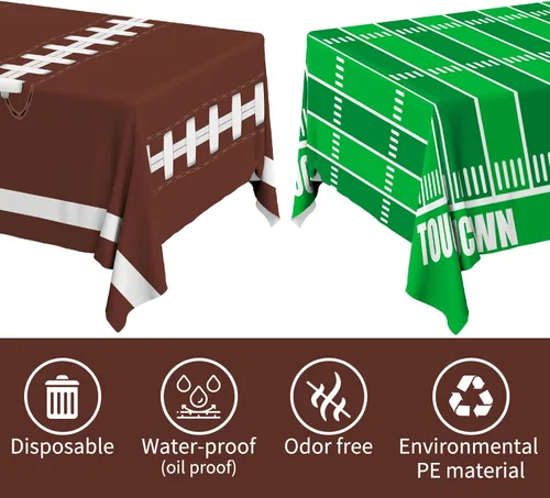Vista 5 de Gatherfun Decoraciones de Fiesta de Fútbol Americano Mantel Desechable de Plástico Cubierta de Mesa Touchdown para Decoración de Cumpleaños Fiesta