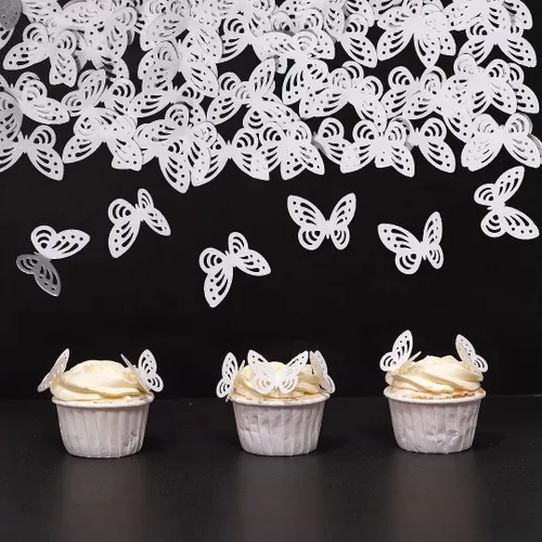 Vista 11 de 60 piezas de papel comestible azul con diseño de mariposas Mariposas azules 60 piezas