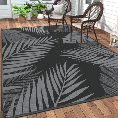 Vista 31 de GENIMO - Alfombra para exteriores de 6 x 9 pies, impermeable, reversible, de pajillas de plástico, para patio, espacios amplios, ligera